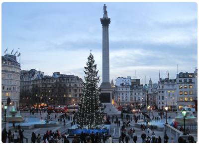 Natale a Londra Trafalgar Square