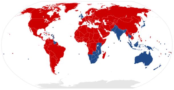 Paesi dove si guida a sinistra nel mondo